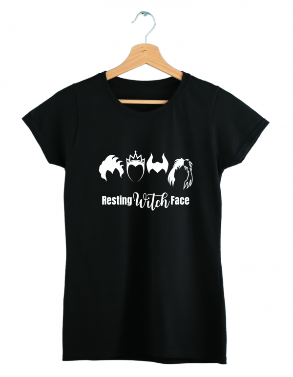 A black t - shirt with the words'resist witches' on it.